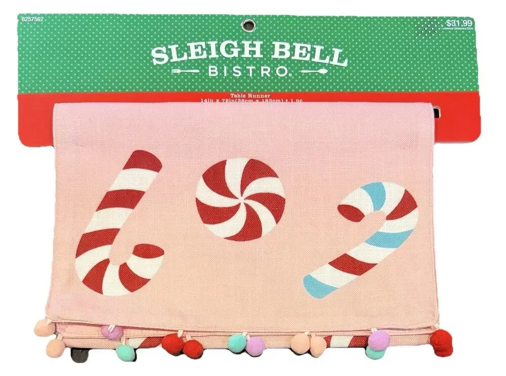 Sleigh Bell Bistro Pink w/ Christmas Candy Table Runner 14